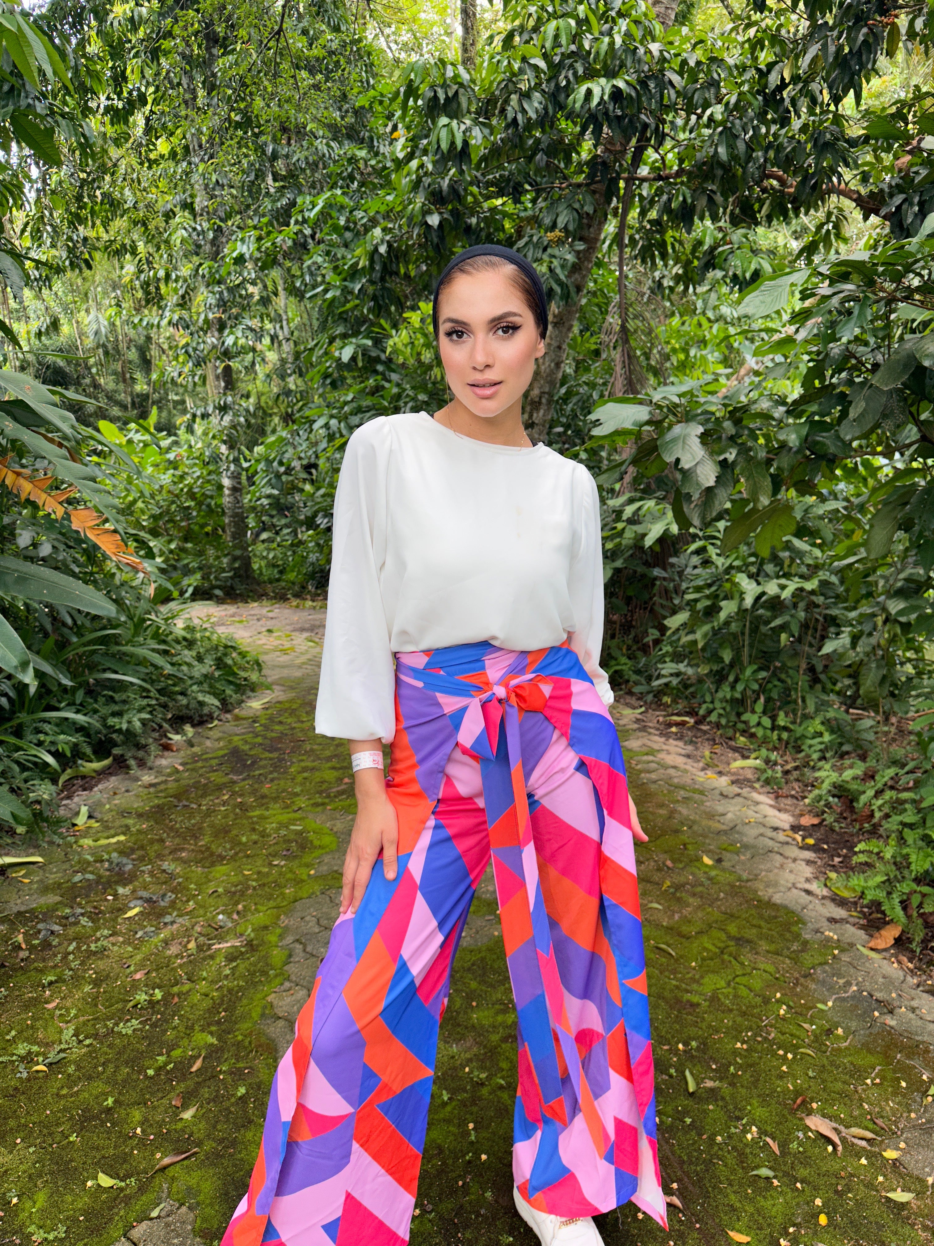Tri color Wrap Pants Pink Candy