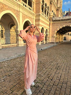 Wrap It dress Stripy Nude Pink