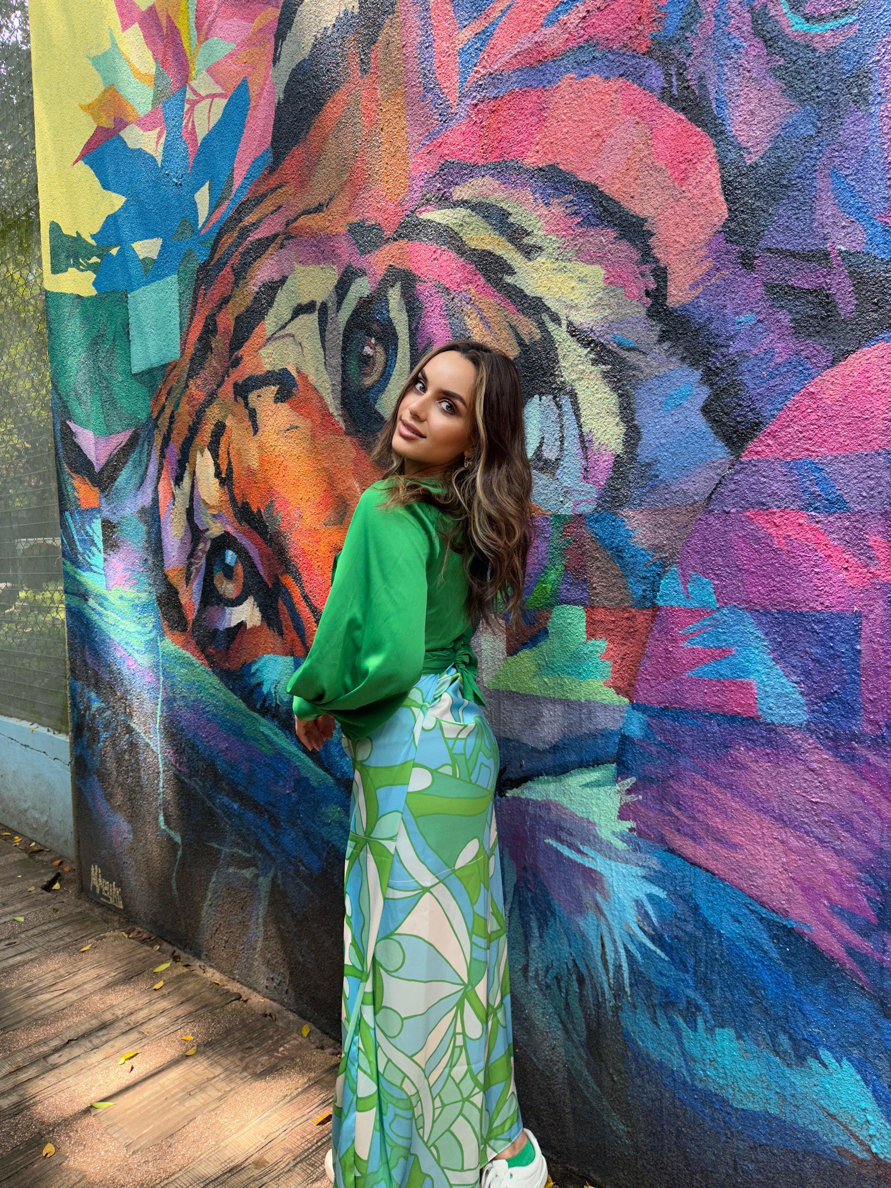 Silky Wrappy Top Green
