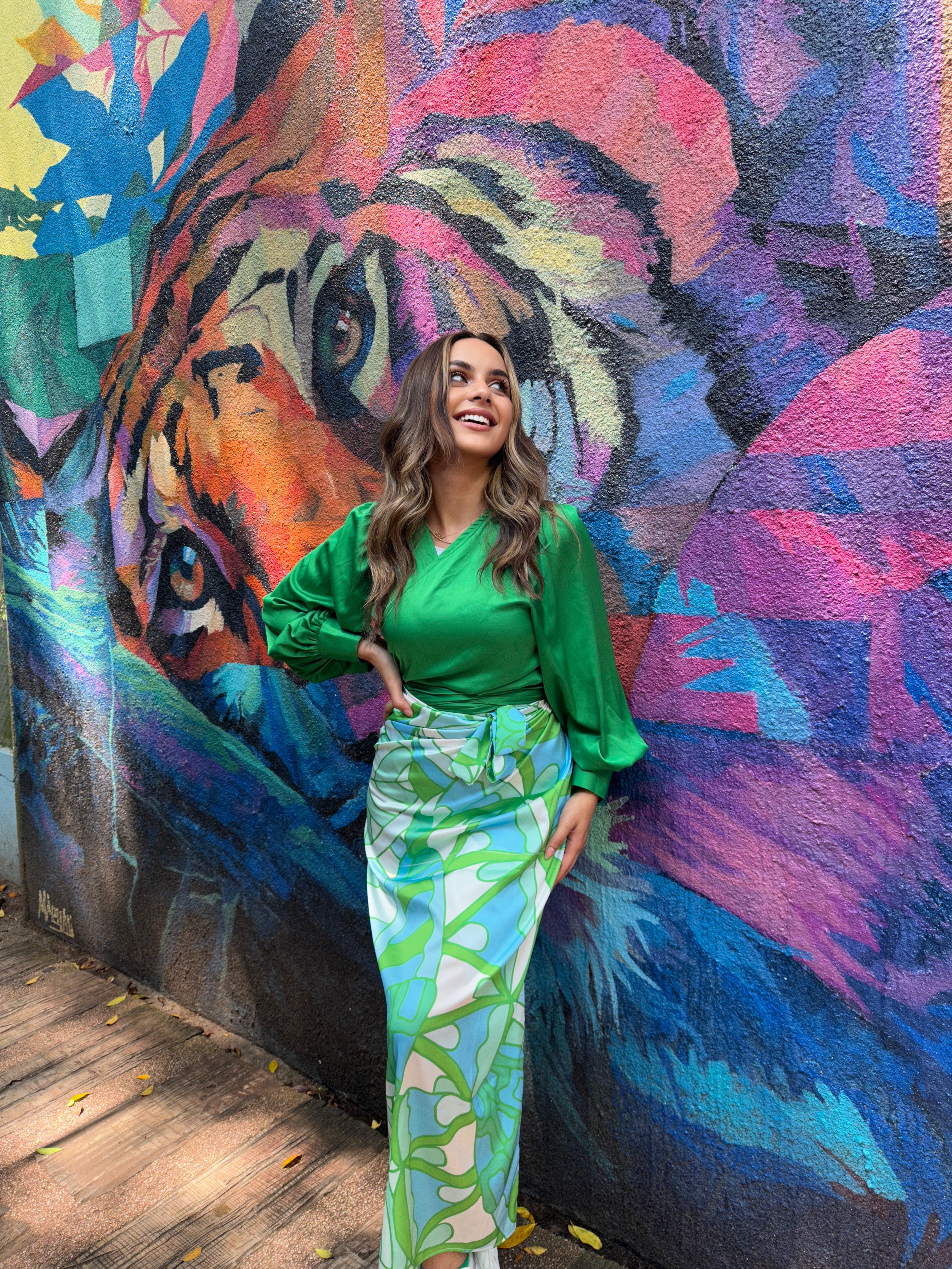 Silky Wrappy Top Green
