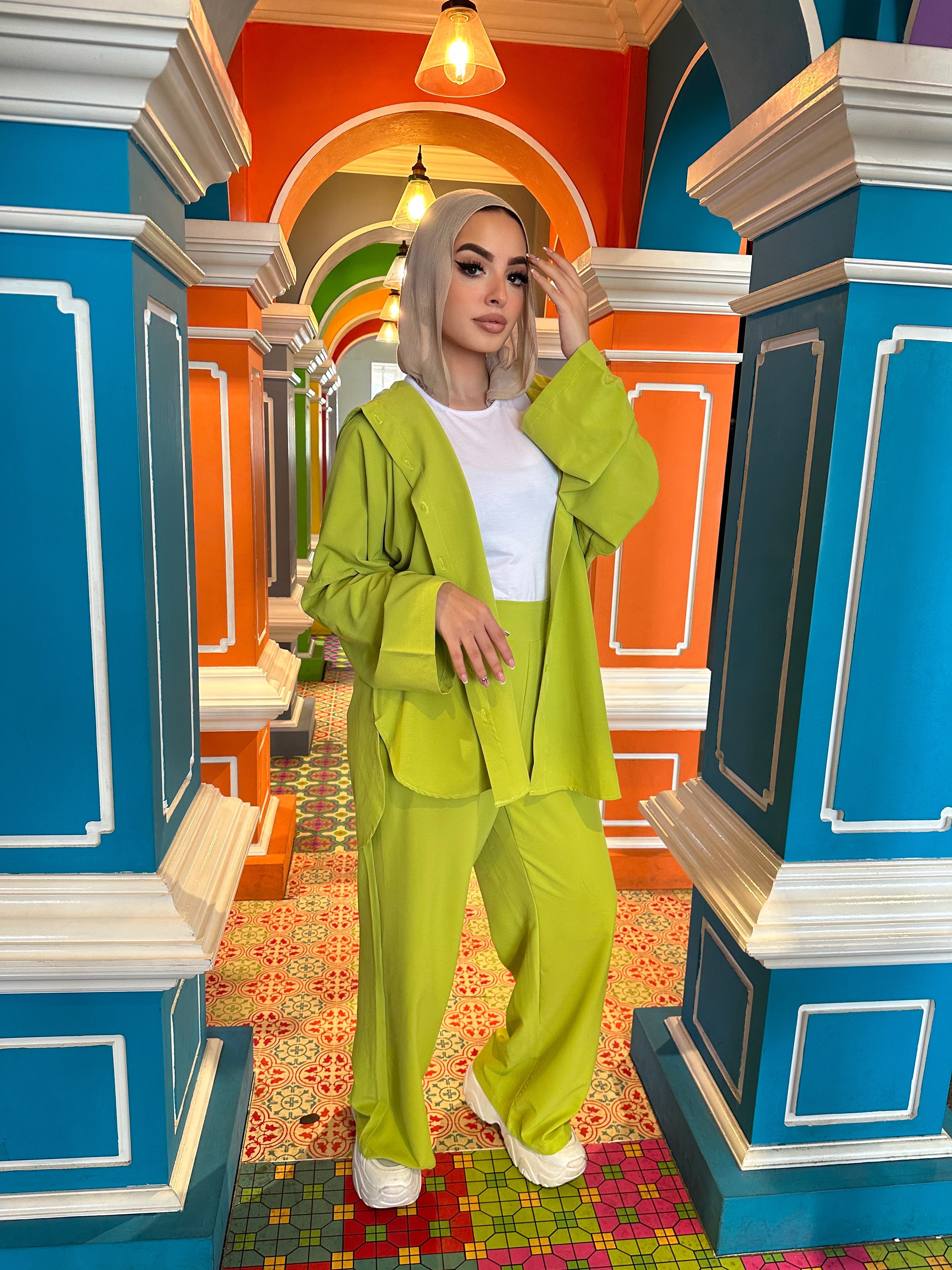 Cozy Cozy Set Hooded Blouse Electric Lemon