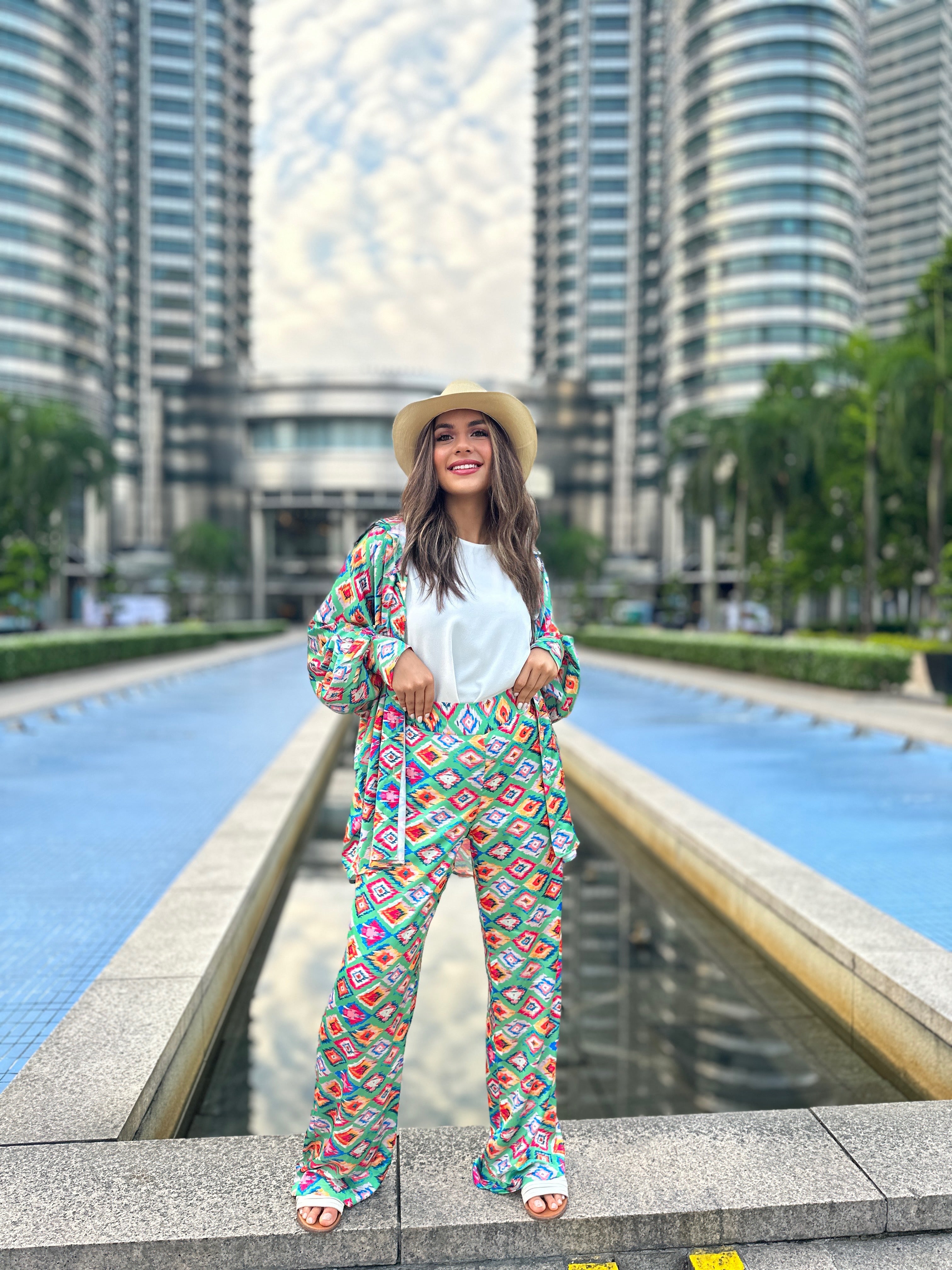 Colorful Boho Set Pants Green