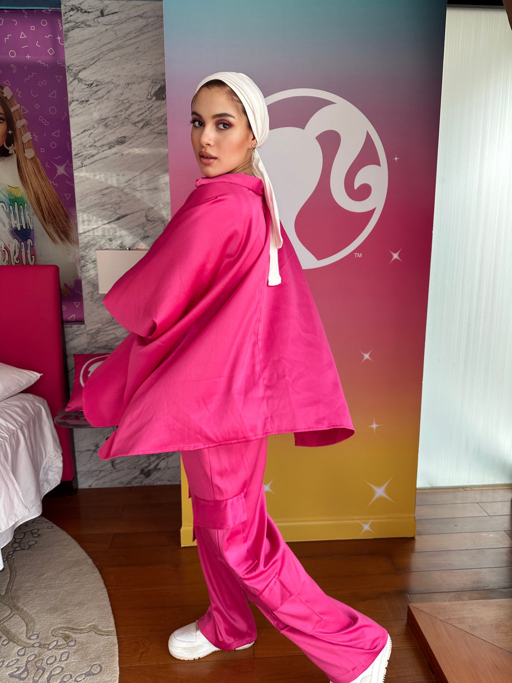 Silky Cargo Pants Fuchsia