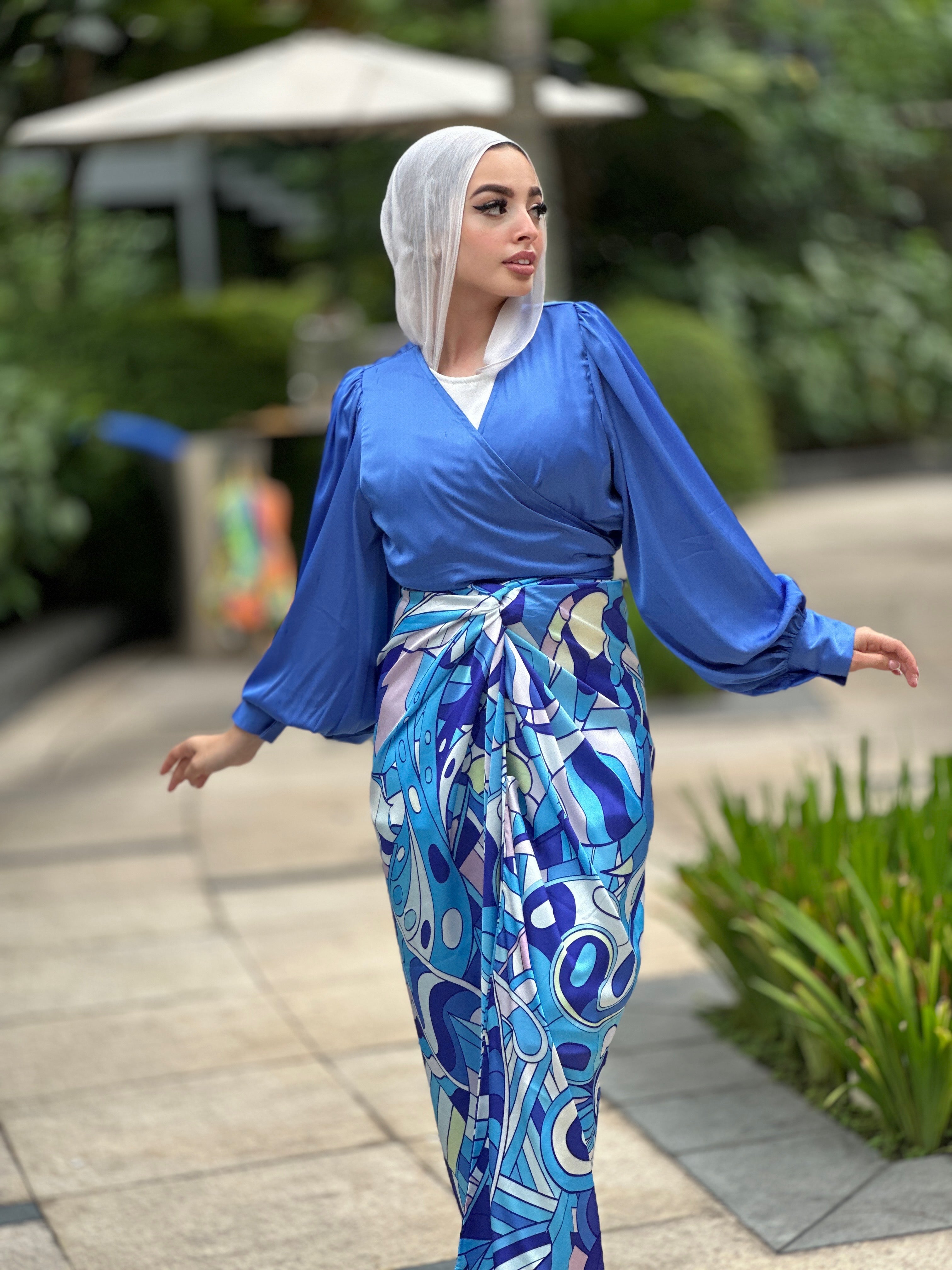 Silky Wrappy Top Indigo