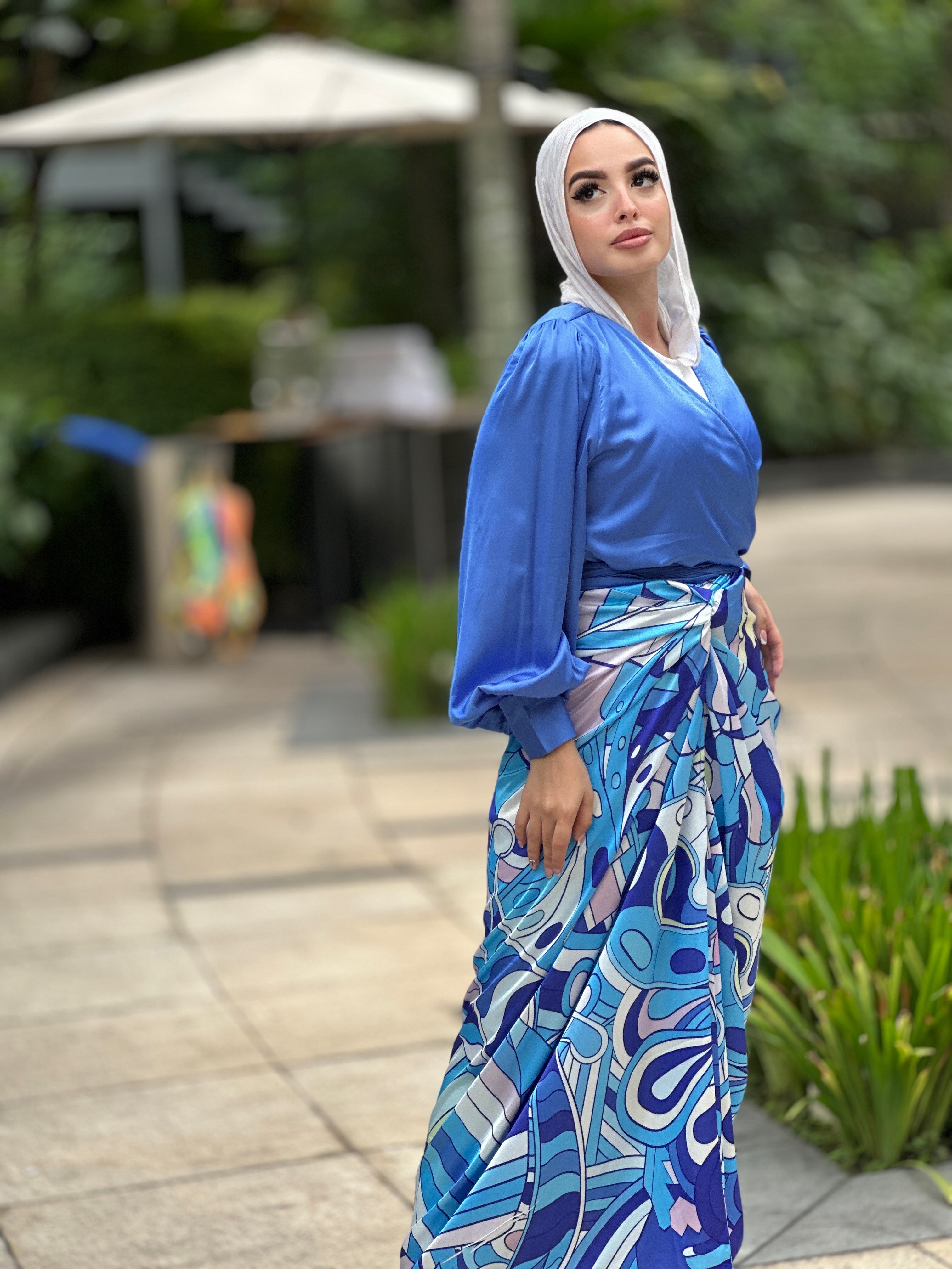 Silky Wrappy Top Indigo