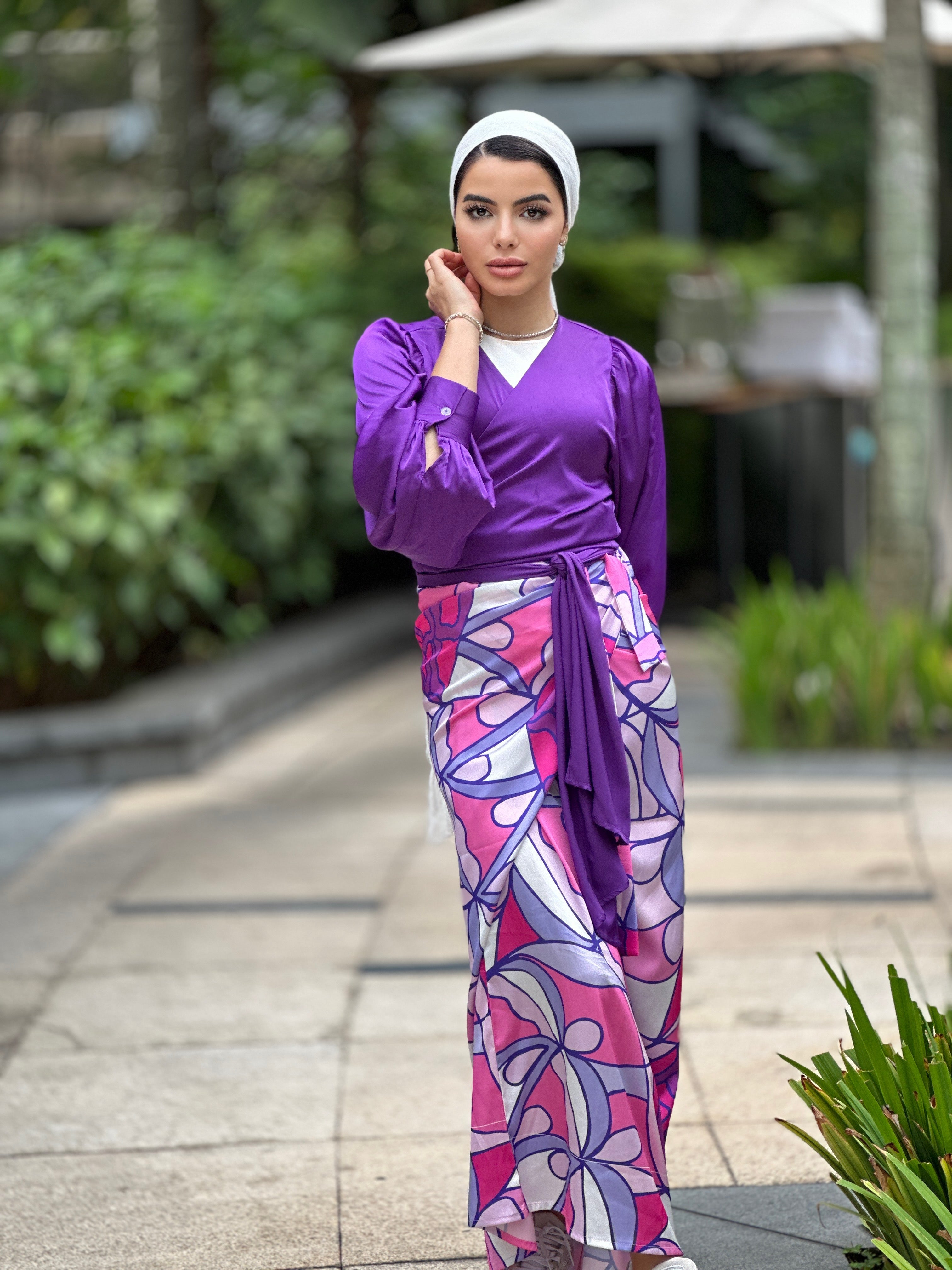 Silky Wrappy Top Taro Cream