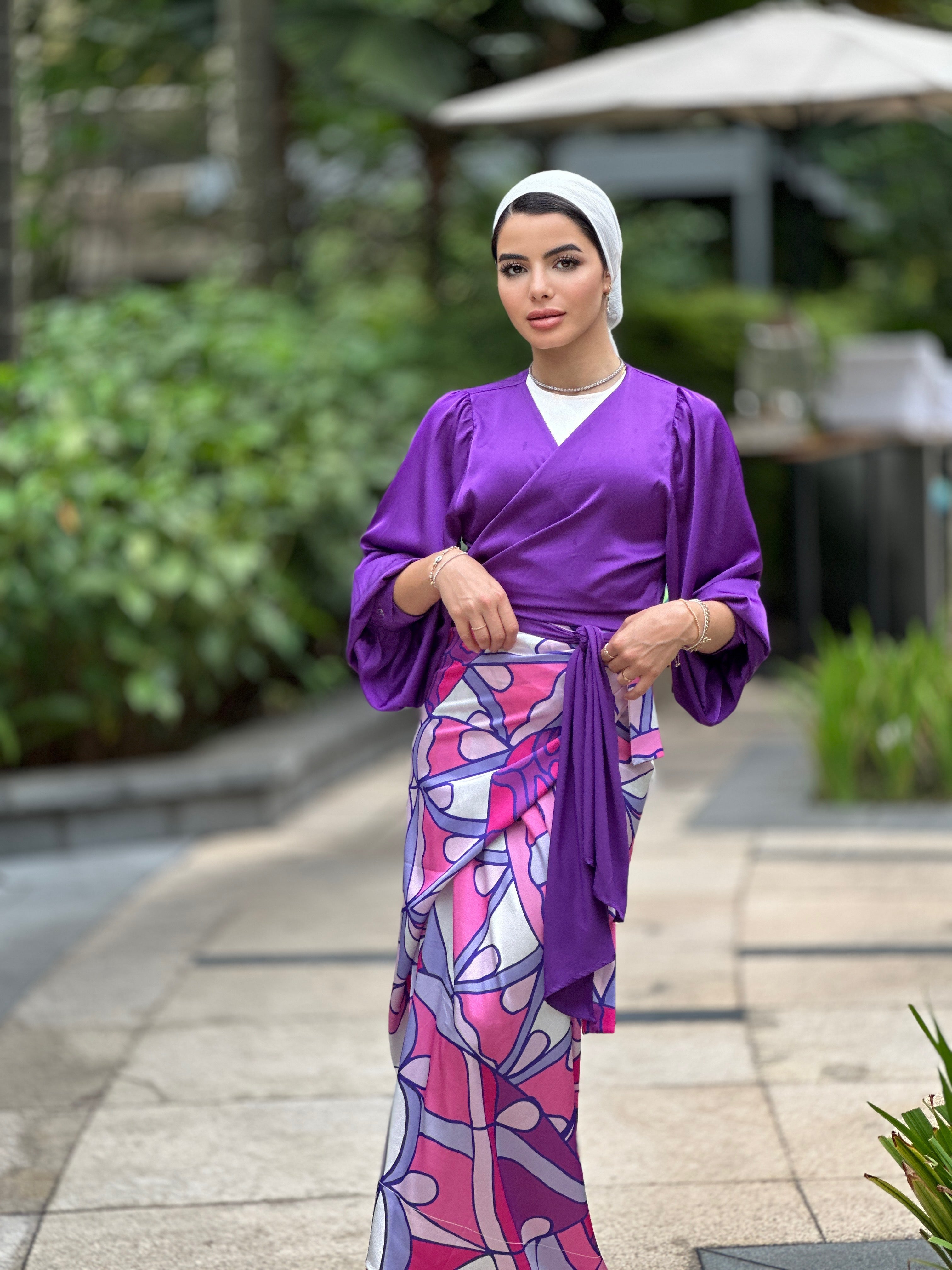 Silky Wrappy Top Taro Cream
