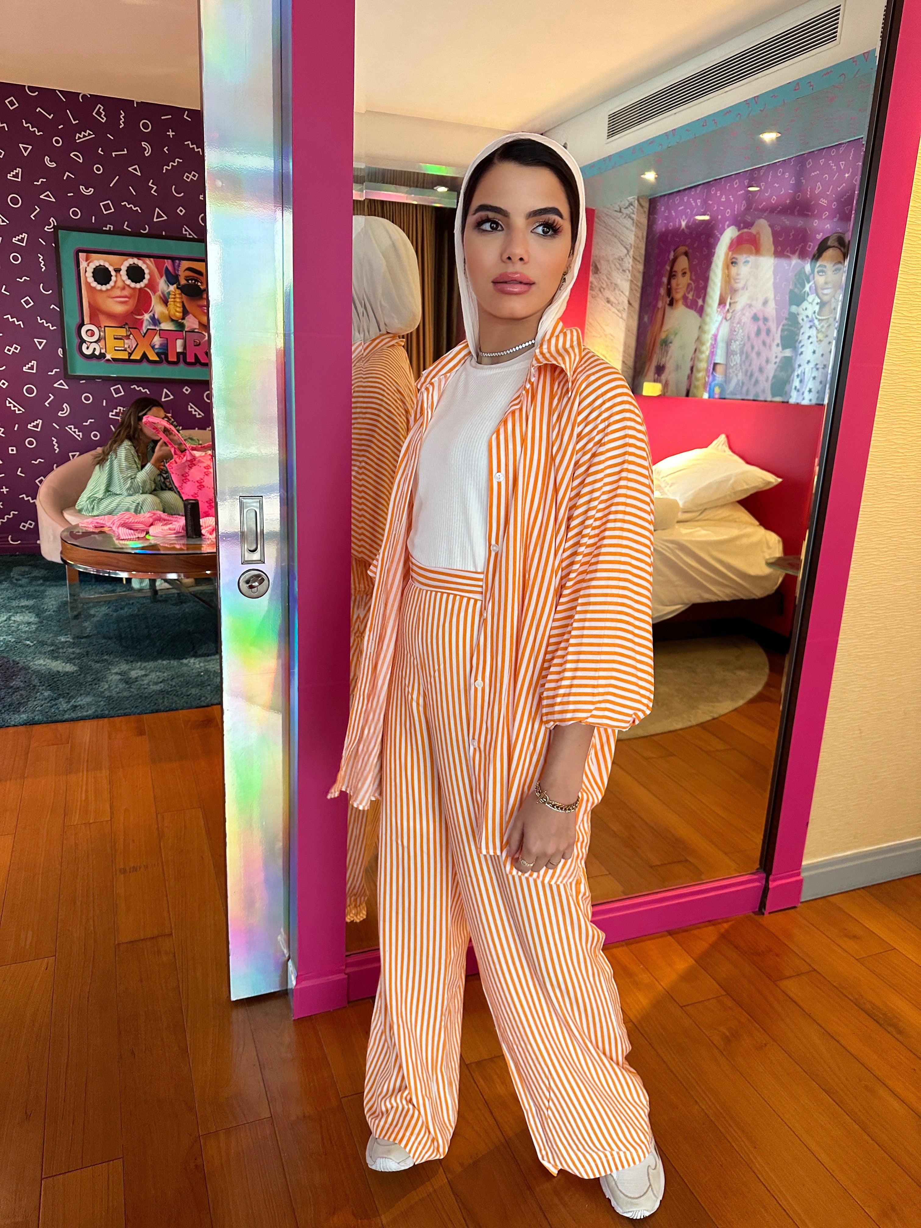 Strippy Set Pants Orange