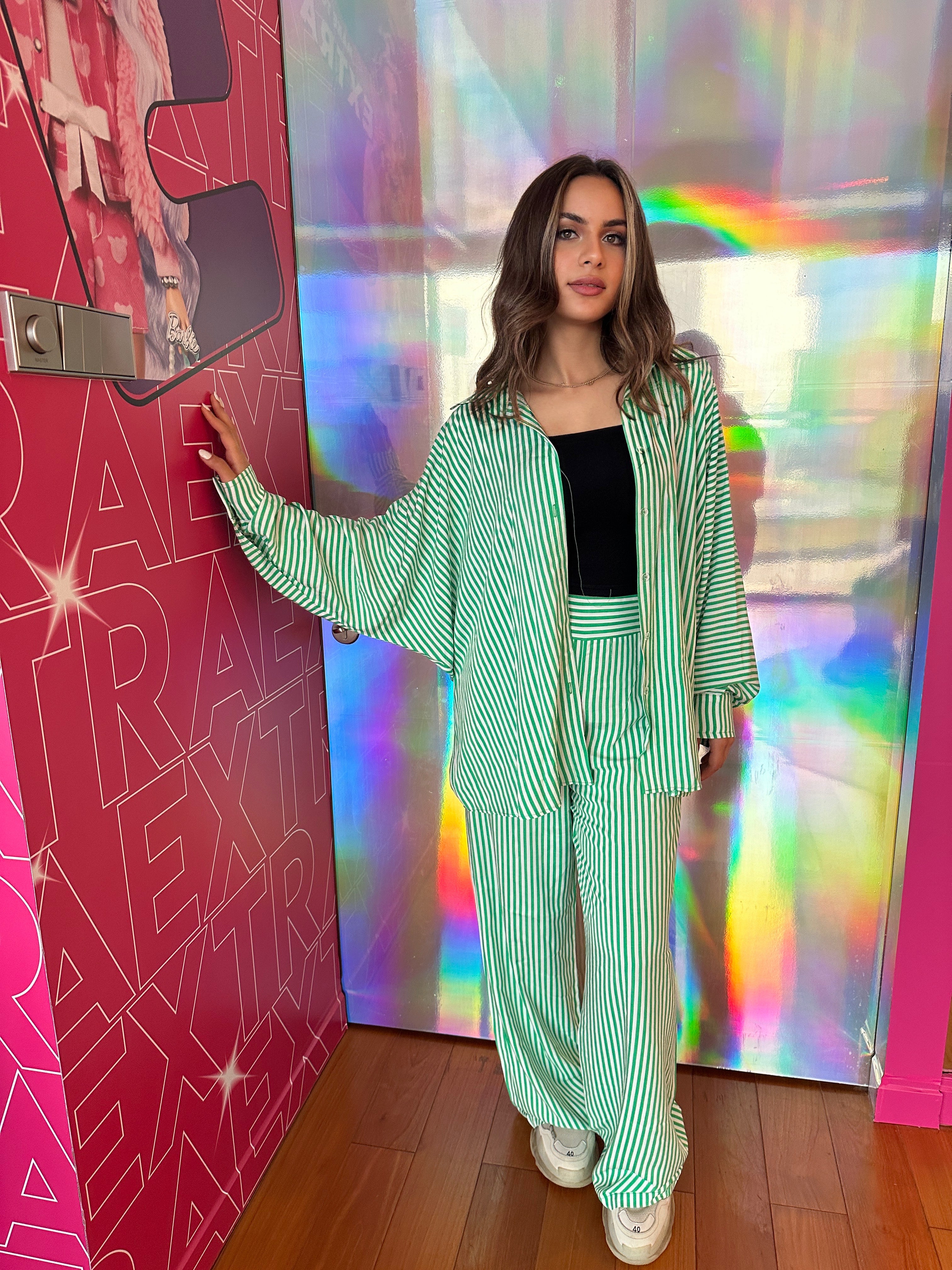 Strippy Set Pants Electric Green
