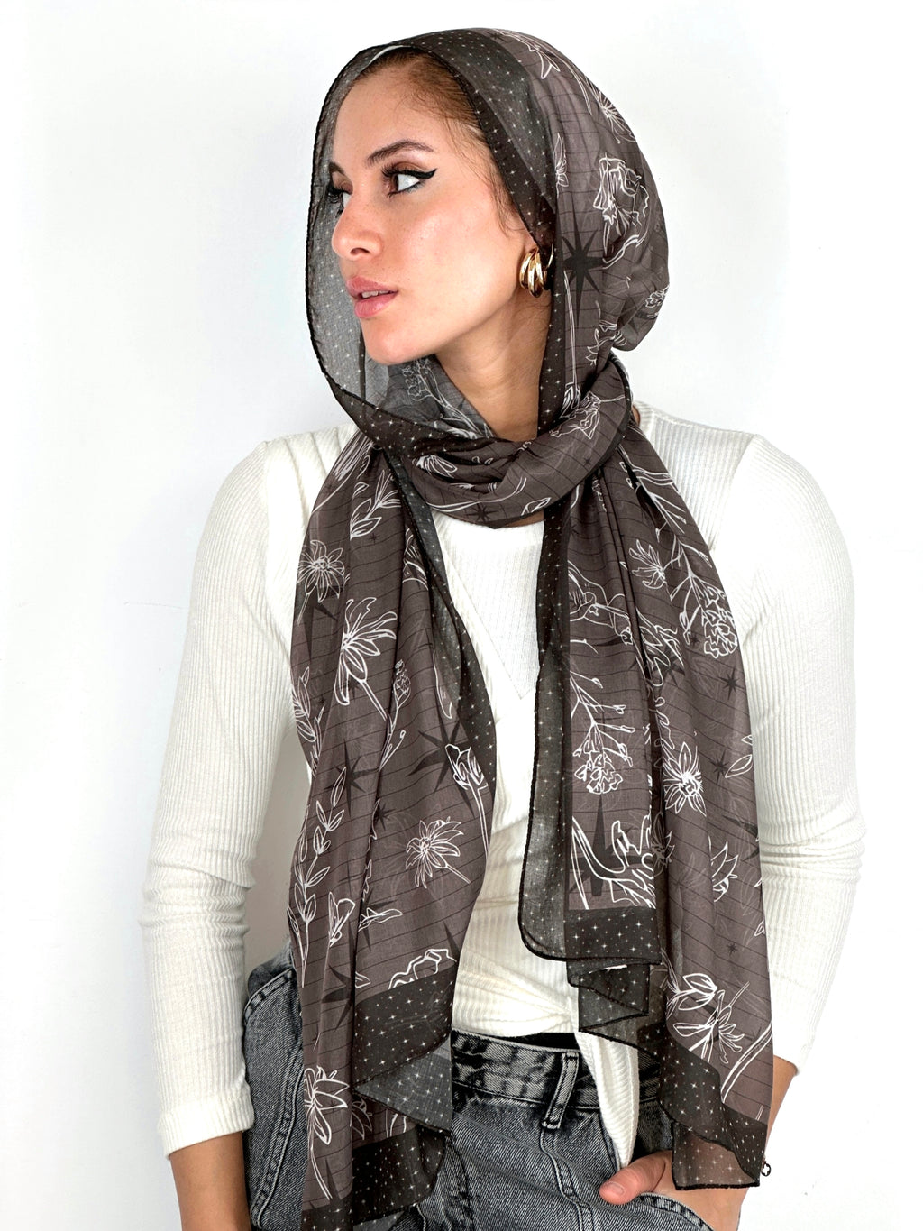 Twinkling Night Flowers Modal Charcoal