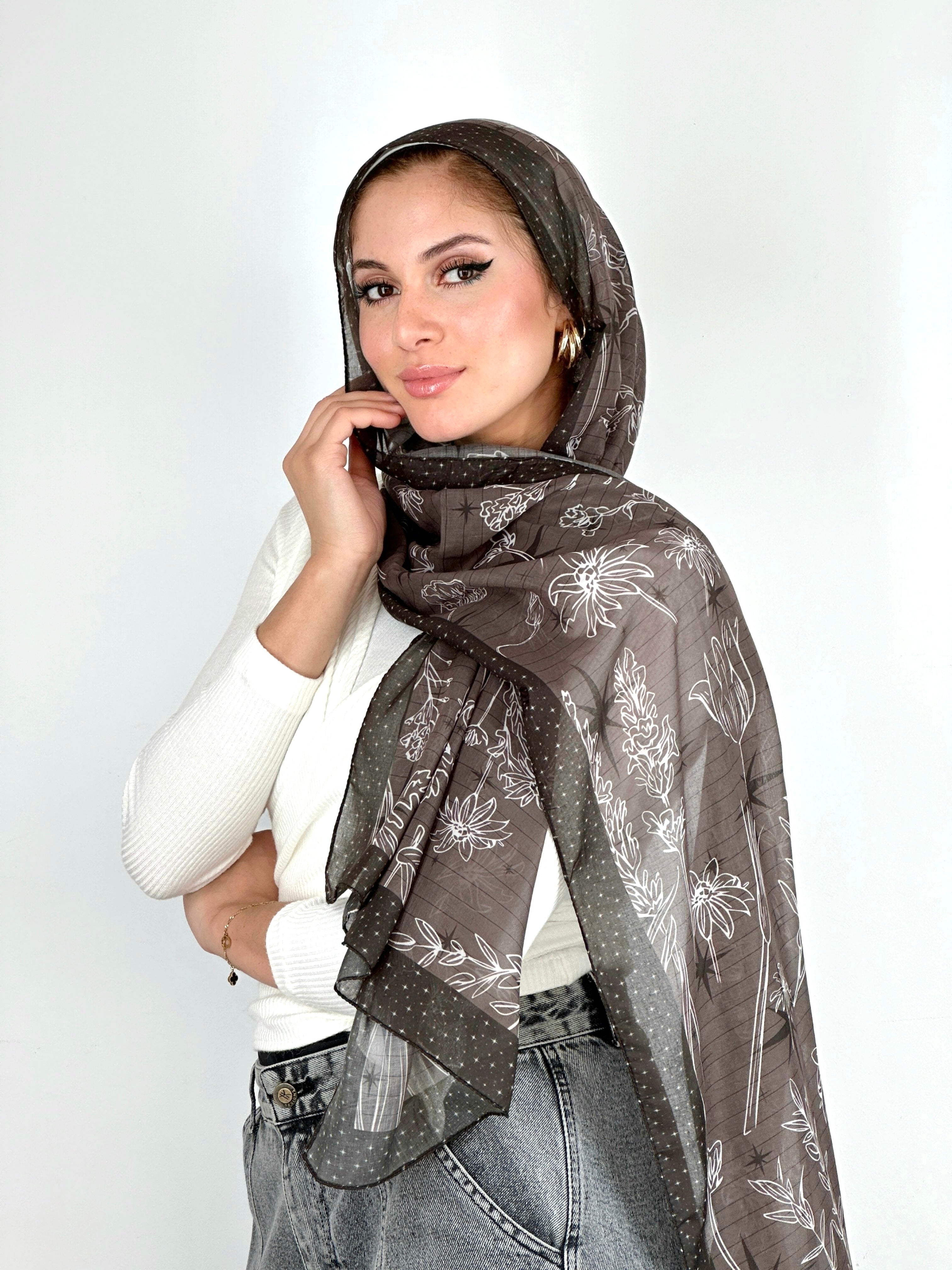 Twinkling Night Flowers Modal Charcoal