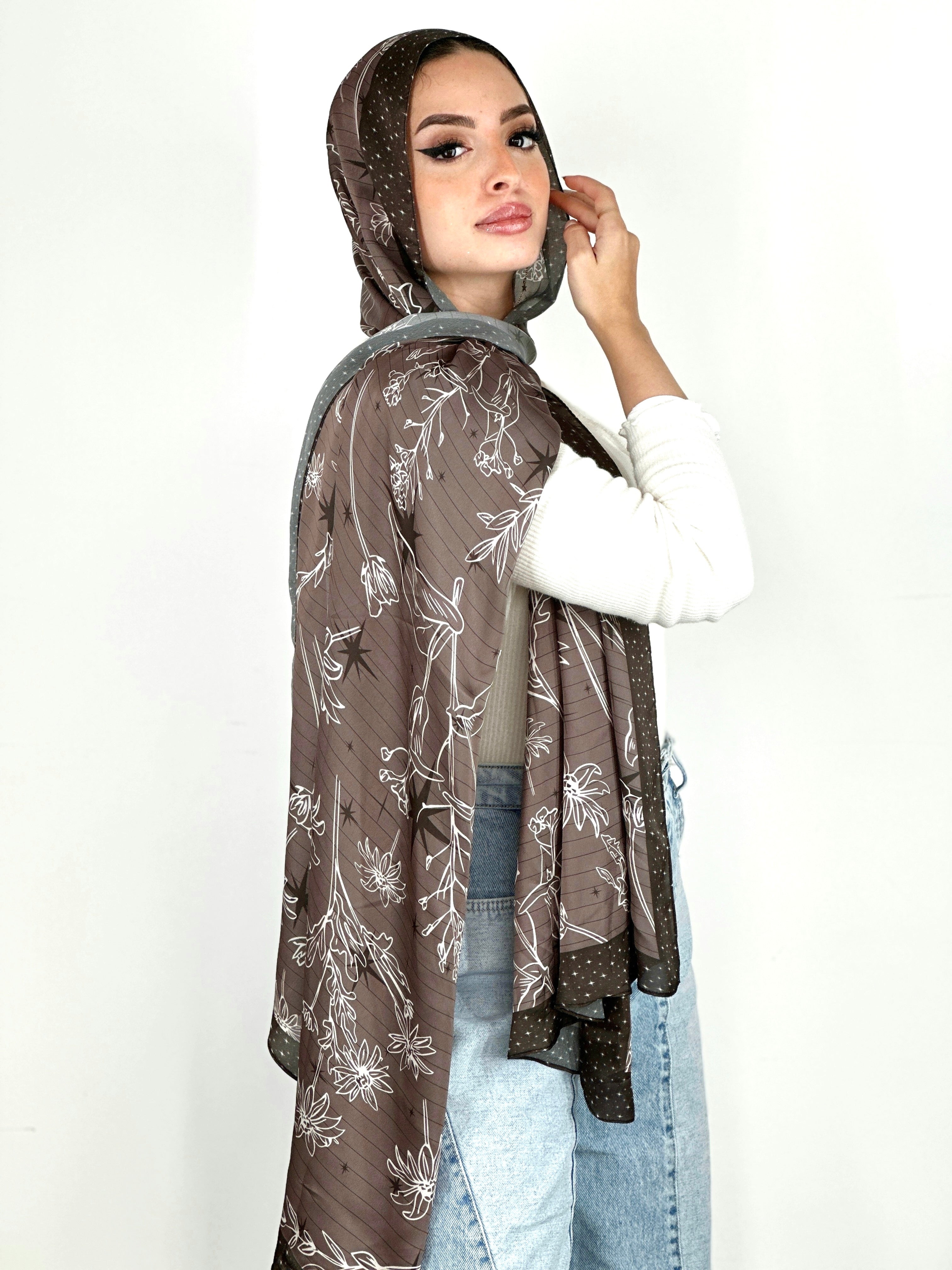 Twinkling Night Flowers Silky Charcoal