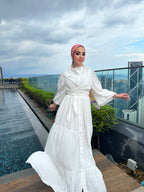 Layered Wrap Dress Cream