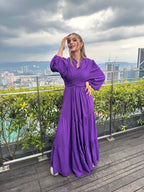 Layered Wrap Dress Taro Cream