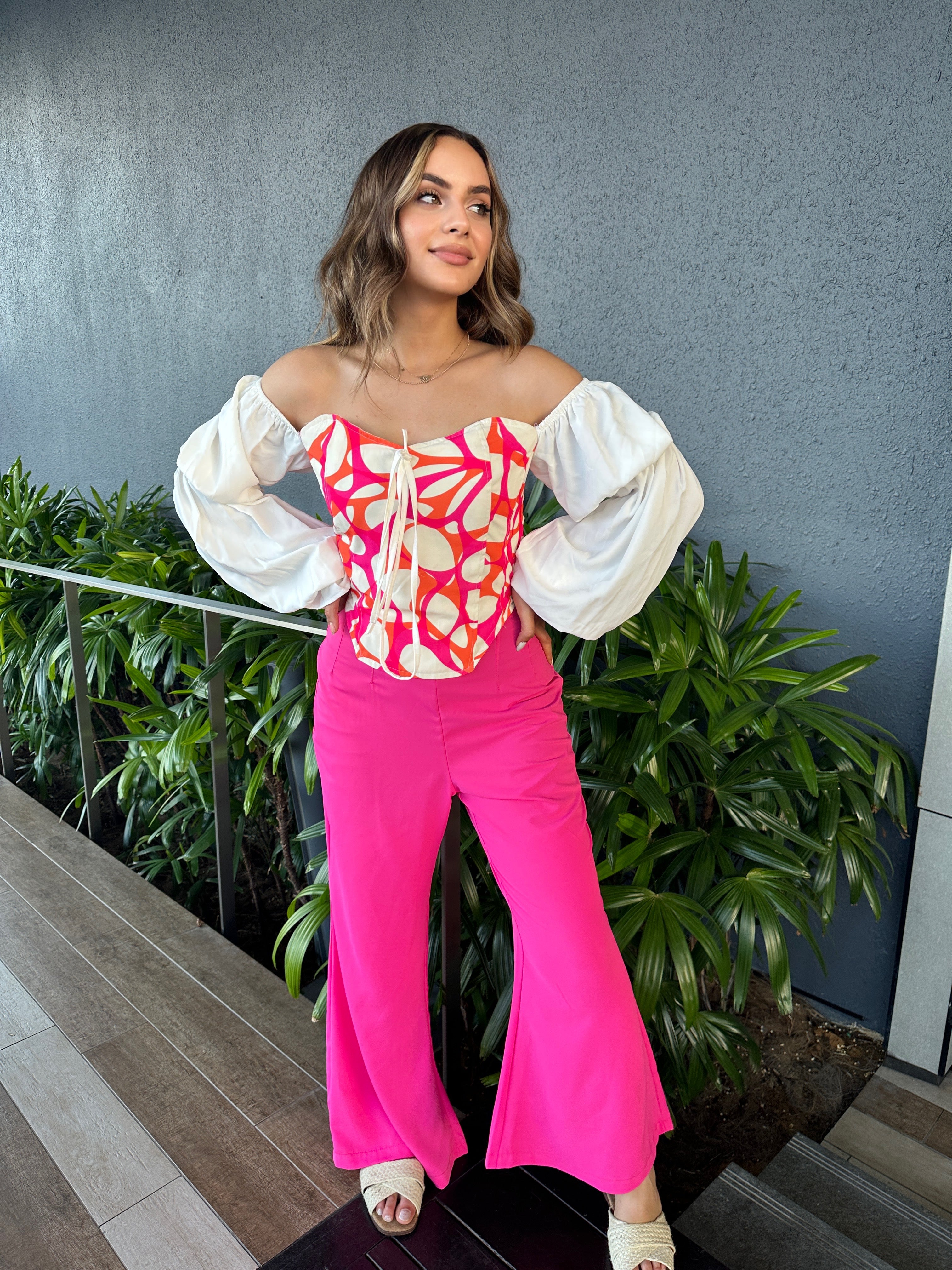 Abstract Sunshine Corset Top