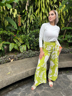 Uni Floral Wrap It Pants Electric Lemon