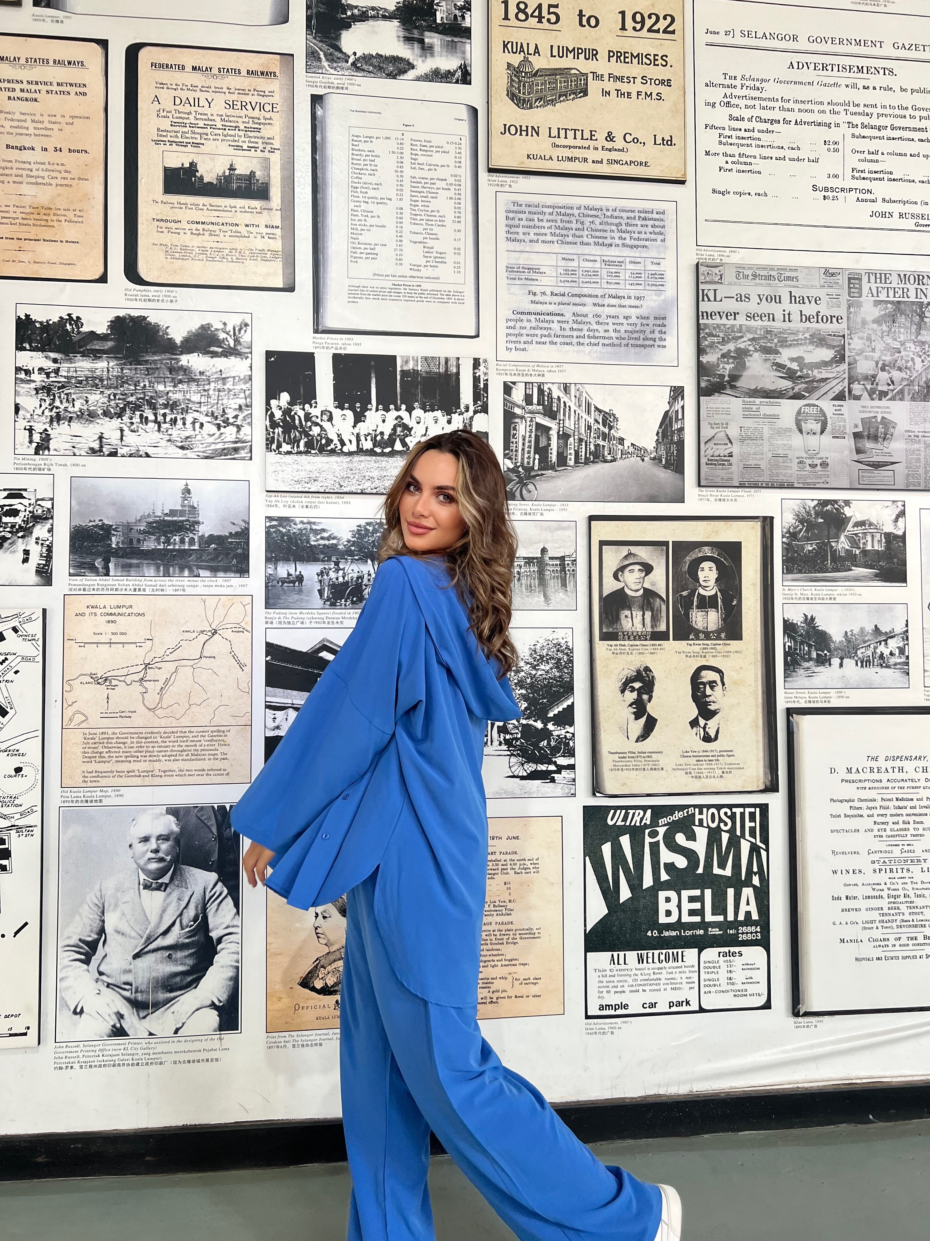 Cozy Cozy Set Hooded Blouse Blue Smoke