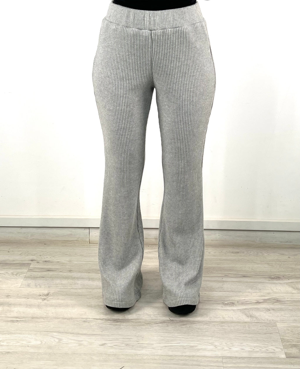 Warmy Heavy Knit Flare Pants Grey