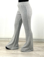 Warmy Heavy Knit Flare Pants Grey
