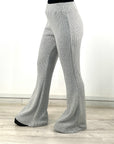 Warmy Heavy Knit Flare Pants Grey