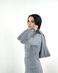 Hooded Knit Top Grey