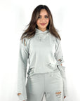 Cutout Hooded Sweatshirt Heather Grey