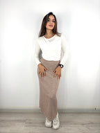 Knit Slim Skirt Mocha