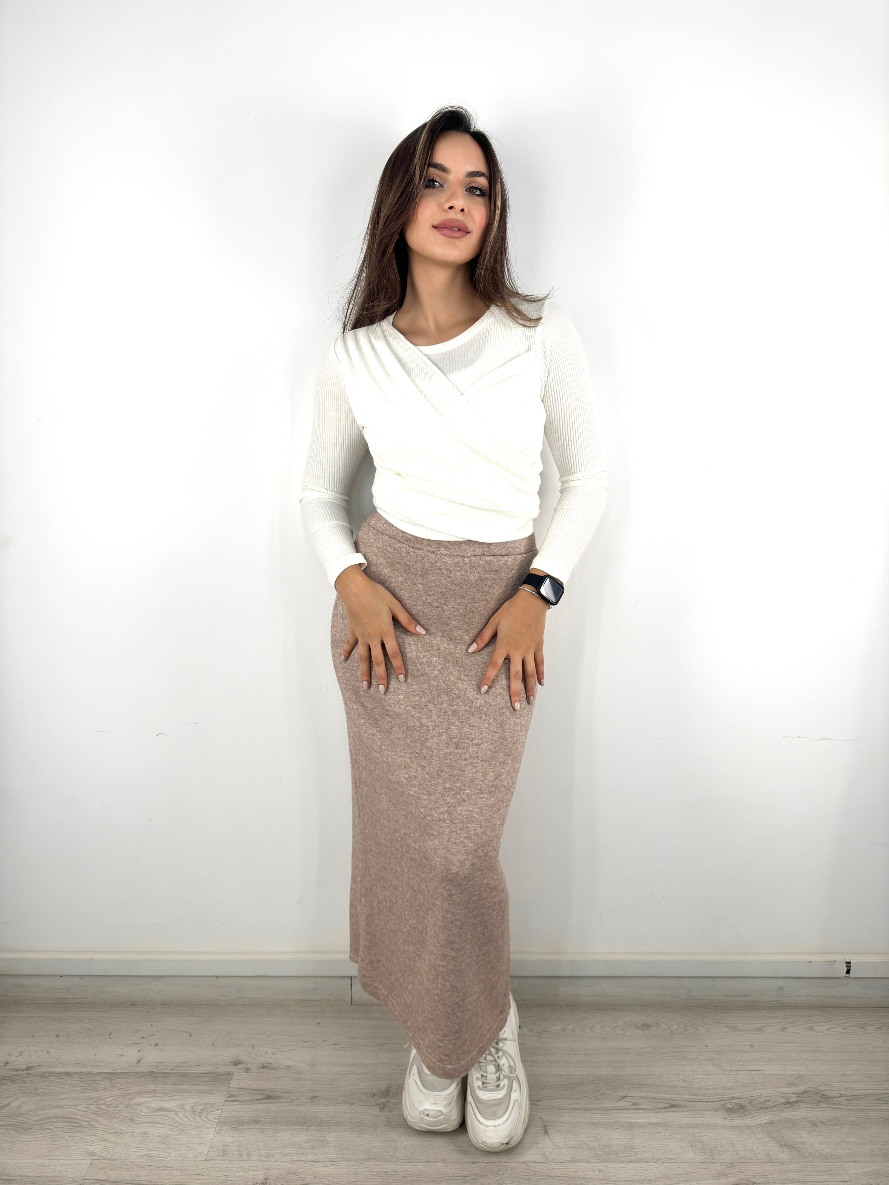 Knit Slim Skirt Mocha