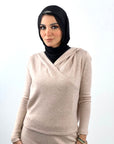 Hooded Knit Top Latte