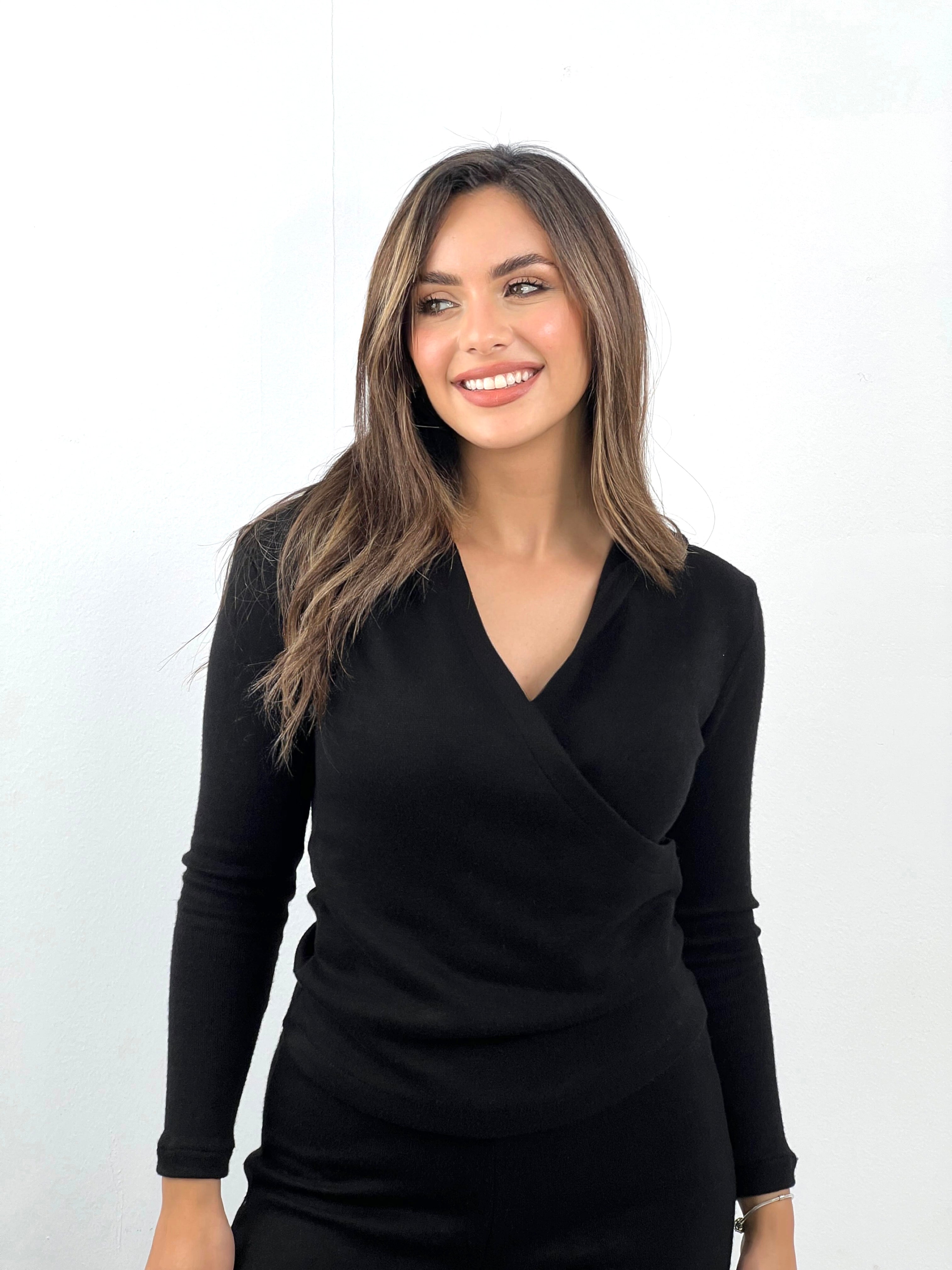 Hooded Knit Top Black
