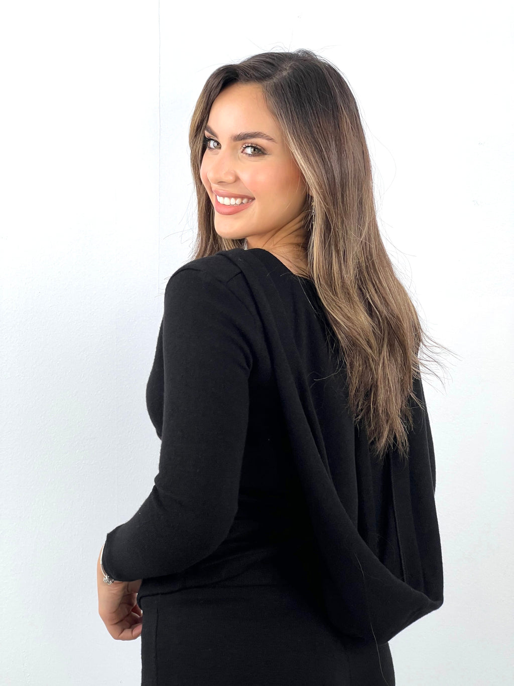 Hooded Knit Top Black