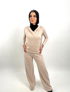 Hooded Knit Top Latte