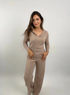 Hooded Knit Top Mocha