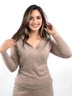 Hooded Knit Top Mocha