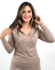 Hooded Knit Top Mocha