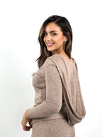 Hooded Knit Top Mocha