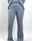 Warmy Heavy Knit Flare Pants Sky Blue