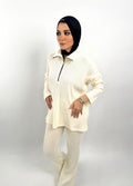 Warmy Heavy Knit Flare Pants Cream