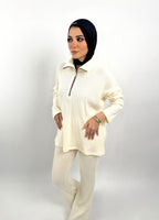 Warmy Heavy Knit Flare Pants Cream