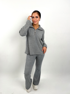 Warmy Heavy Knit Flare Pants Charcoal