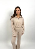 Warmy Heavy Knit Flare Pants Oatmeal