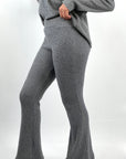 Warmy Heavy Knit Flare Pants Charcoal