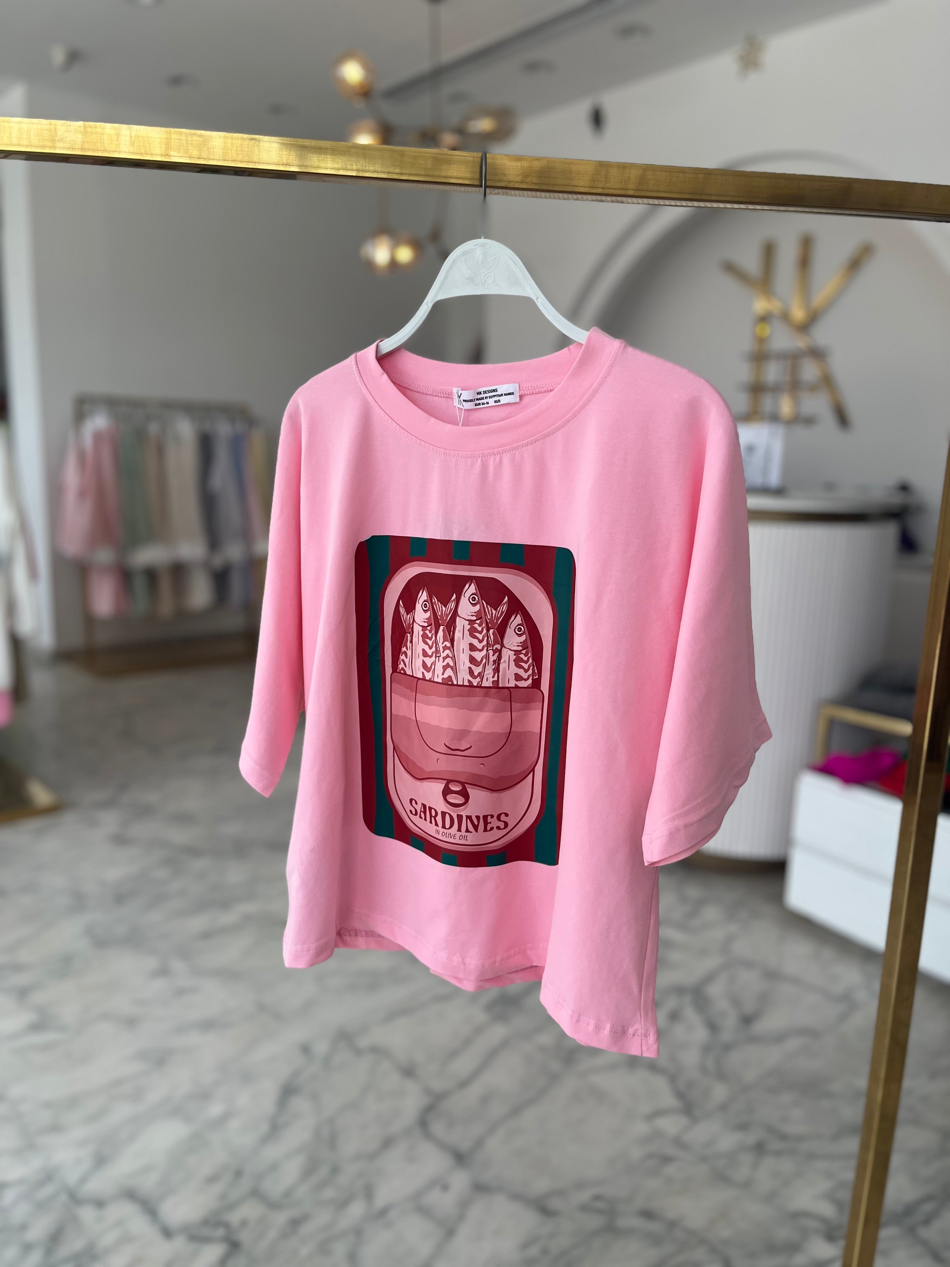 Pink Sardines Half T-Shirt
