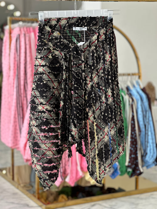 Wrapy Wrap lace Checks Skirt