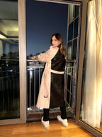 Mix Leather Trench Beige