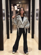 Cropped Heavy Coat Heather Grey