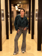 Cropped Heavy Coat Emerald Green