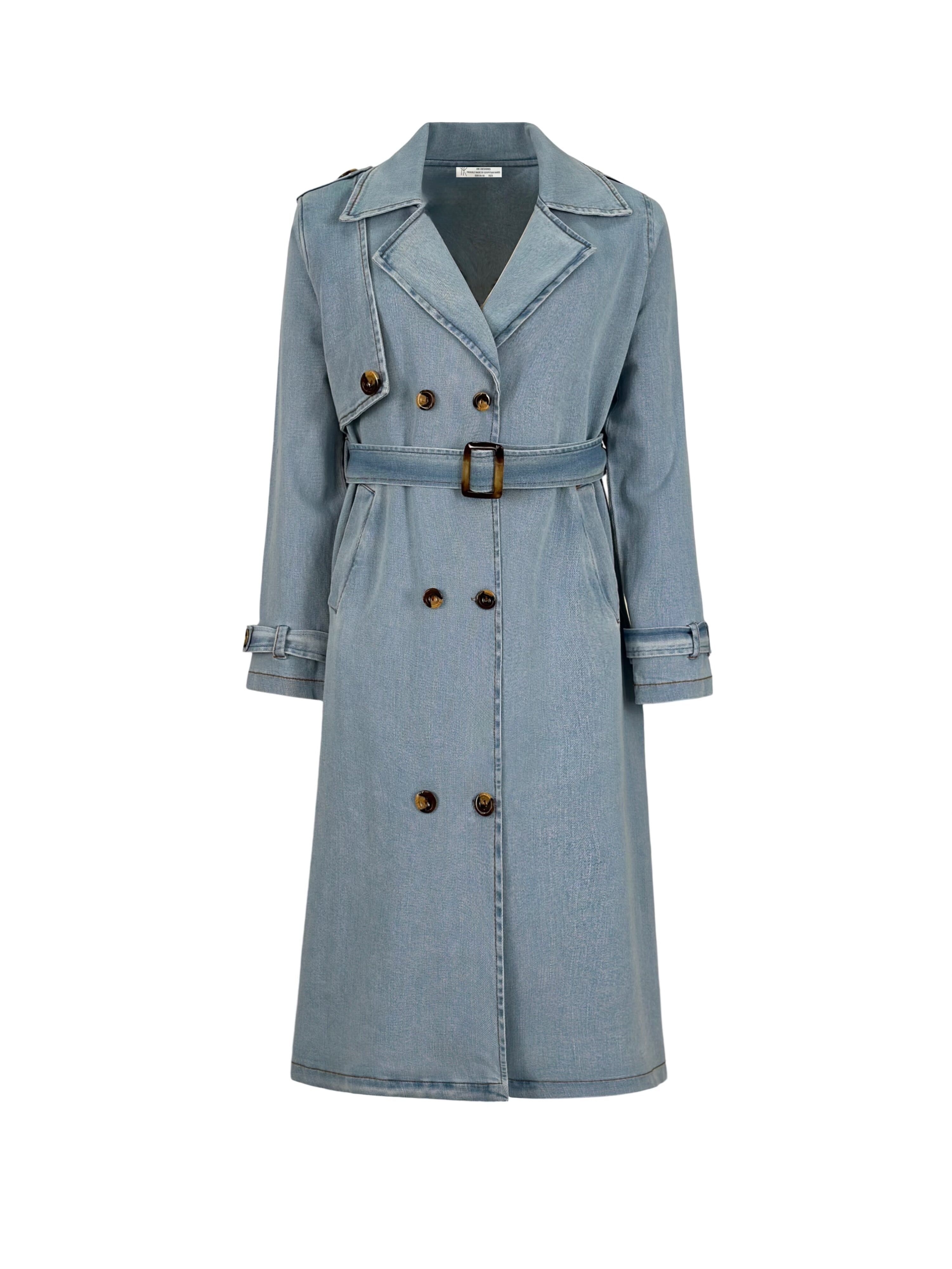 Denim Trench Coat Light Blue