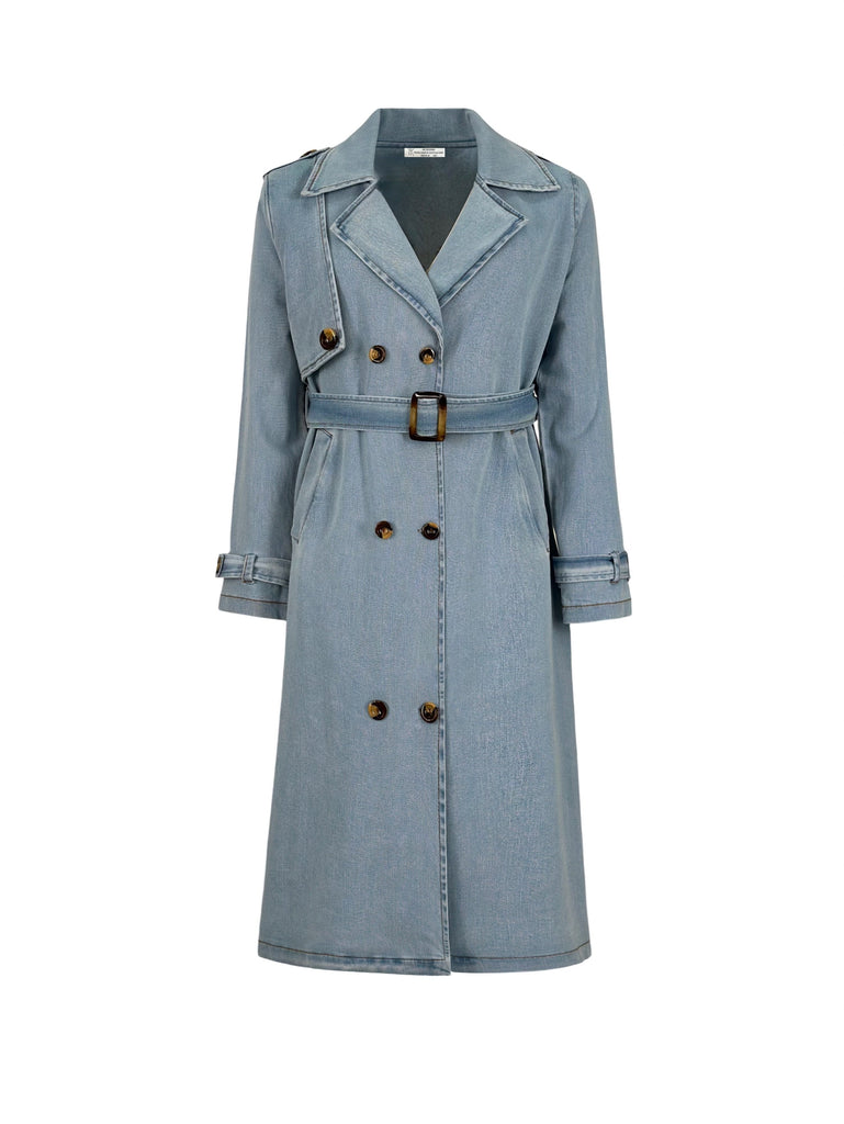 Denim Trench Coat Light Blue