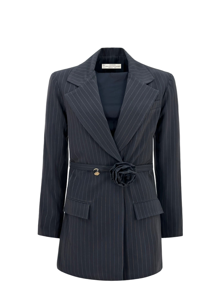 Fiore Stripe Long Blazer Black Stripe